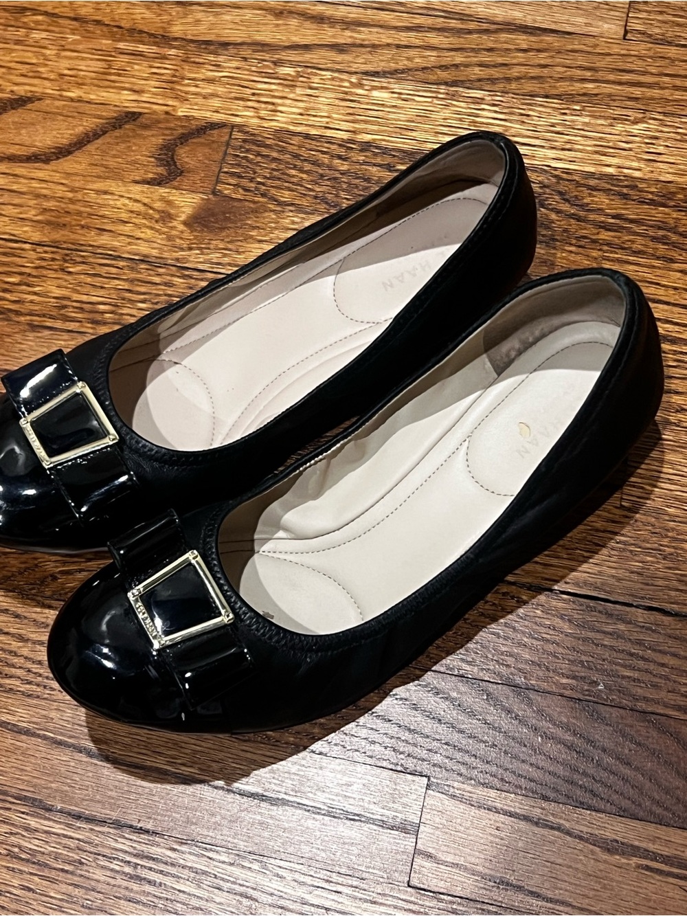 Women’s Cole Haan Black Patent wedges with Decorative Buckle